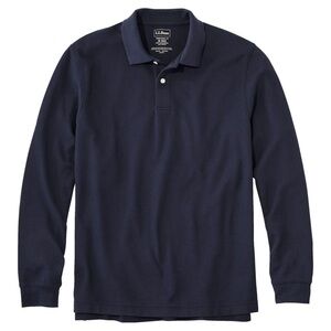 L.L. Bean Men's Navy Blue Wrinkle Resistant Double L Pique Polo Shirt Size Large